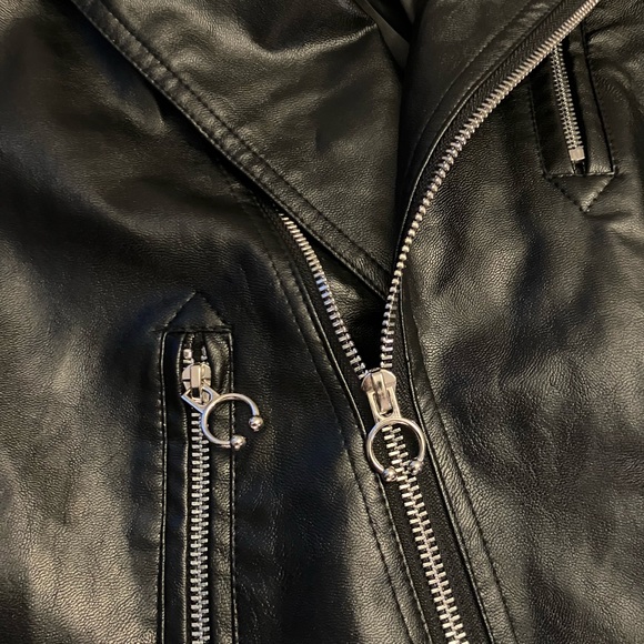 AOWOFS Vegan Leather Black Biker Punk Jacket NOWT - Picture 5 of 9